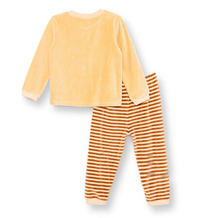 HelloBaby Erkek Bebek Kadife Pijama Takımı Bisiklet Yaka Uzun Kol Ribanalı Paça