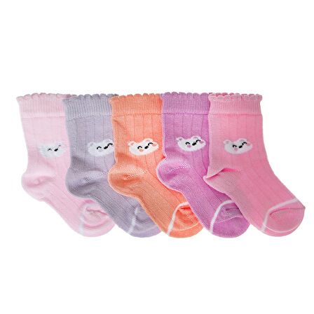 HelloBaby Kız Bebek 5'li Soket Çorap Renkli