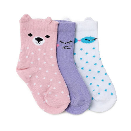 HelloBaby Kız Bebek 3lü Soket Çorap