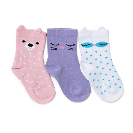 HelloBaby Kız Bebek 3lü Soket Çorap