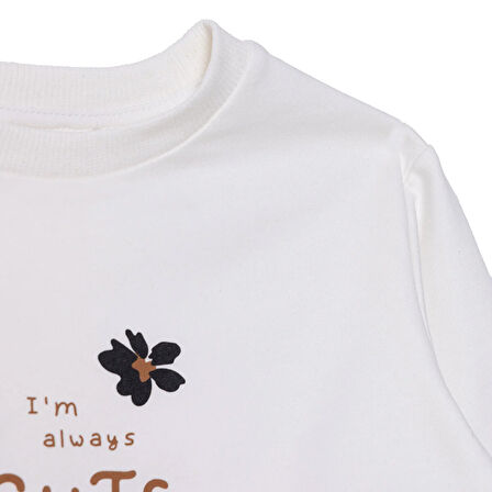 HelloBaby Kız Bebek Leopar Eşofman Takımı Üç İplik Çıtçıtlı Yaka Uzun Kol Lastikli Paça