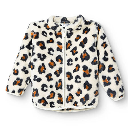 HelloBaby Kız Bebek Leopar Welsoft Hırka Peluş Uzun Kol