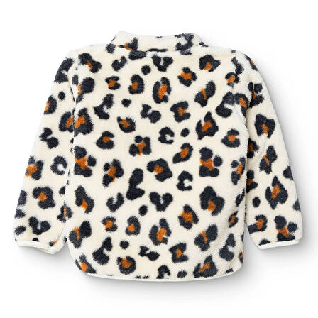 HelloBaby Kız Bebek Leopar Welsoft Hırka Peluş Uzun Kol