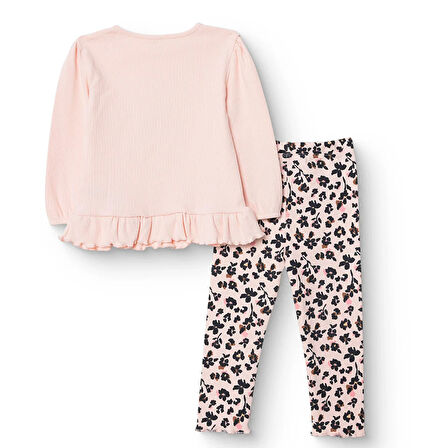 HelloBaby Kız Bebek Leopar Bluz-Tayt Kaşkorse Uzun Kol Reçme Paça