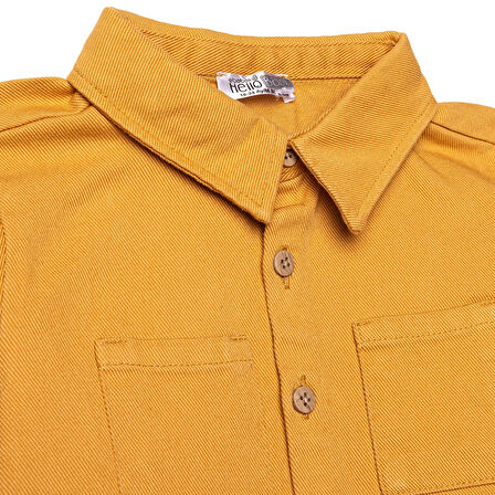 HelloBaby Erkek Bebek Gömlek-Pantolon Gabardin Gömlek Yaka Uzun Kol Reçme Paça