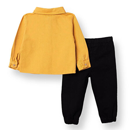 HelloBaby Erkek Bebek Gömlek-Pantolon Gabardin Gömlek Yaka Uzun Kol Reçme Paça