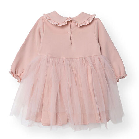 Bebetto Kız Bebek Cutie Elbise İki İplik Bebe Yaka Uzun Kol