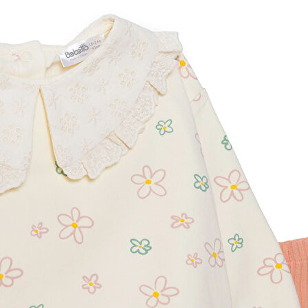 Bebetto Kız Bebek Cutie Bluz-Tayt İki İplik Bebe Yaka Uzun Kol Ribanalı Paça