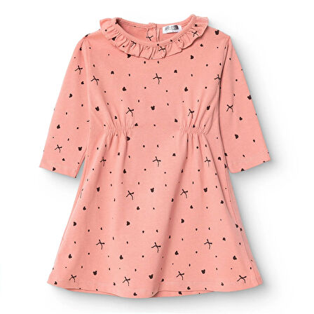 HelloBaby Kız Bebek Teddy Bear Elbise Fırçalı Süprem Bisiklet Yaka Uzun Kol