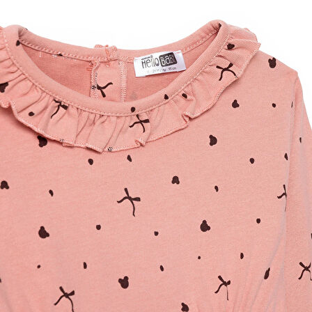 HelloBaby Kız Bebek Teddy Bear Elbise Fırçalı Süprem Bisiklet Yaka Uzun Kol