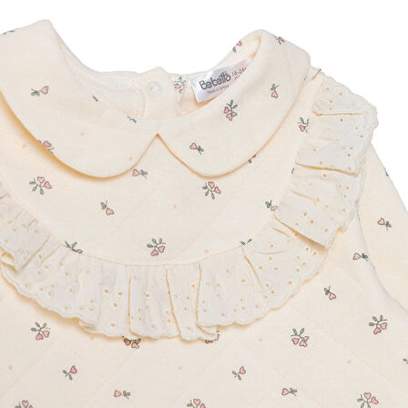 Bebetto Kız Bebek Cutie Bluz-Pantolon Kapitone Örme Bebe Yaka Uzun Kol Lastikli Paça