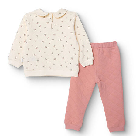 Bebetto Kız Bebek Cutie Bluz-Pantolon Kapitone Örme Bebe Yaka Uzun Kol Lastikli Paça