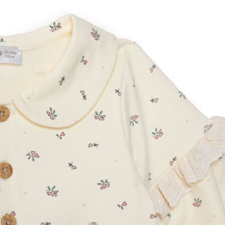 Bebetto Kız Bebek Cutie Elbise İki İplik Bebe Yaka Uzun Kol