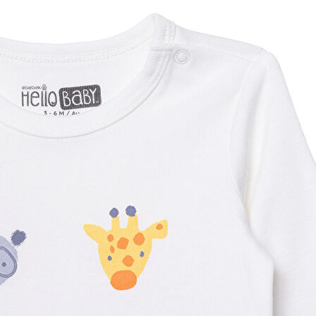 HelloBaby Erkek Bebek 2li Uzun Kol Body Çıtçıtlı Yaka