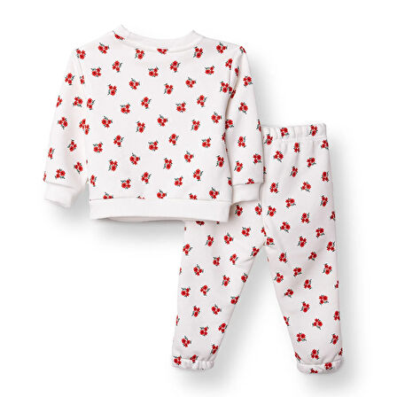 HelloBaby Kız Bebek Eşofman Takımı Bisiklet Yaka Uzun Kol Reçme Paça