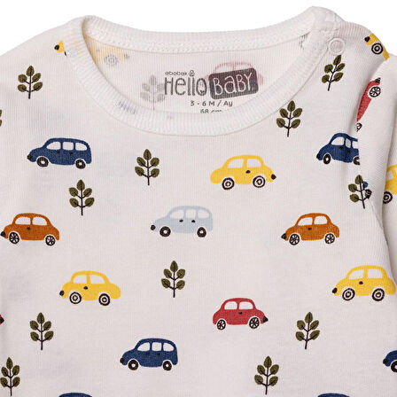 HelloBaby Erkek Bebek 2li Uzun Kol Body Çıtçıtlı Yaka Ribana Paça