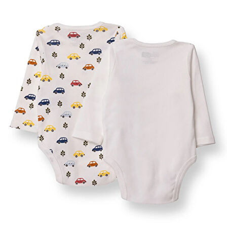 HelloBaby Erkek Bebek 2li Uzun Kol Body Çıtçıtlı Yaka Ribana Paça