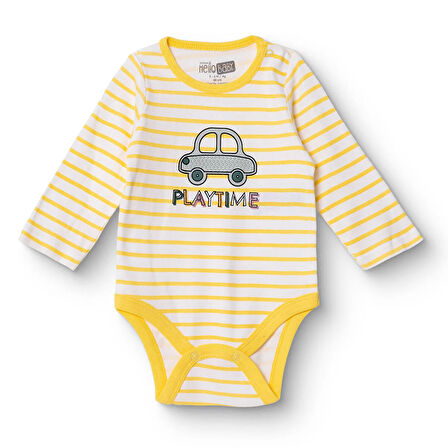 HelloBaby Erkek Bebek Uzun Kol Body Çıtçıtlı Yaka Uzun Kol Ribana Paça