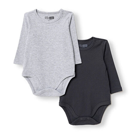 HelloBaby Erkek Bebek 2li Uzun Kol Body Kaşkorse Çıtçıtlı Yaka Uzun Kol