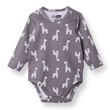 HelloBaby Erkek Bebek Uzun Kol Body Ribana Çıtçıtlı Yaka Uzun Kol