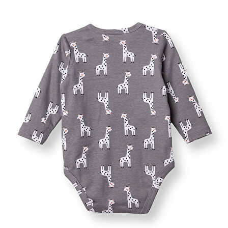 HelloBaby Erkek Bebek Uzun Kol Body Ribana Çıtçıtlı Yaka Uzun Kol