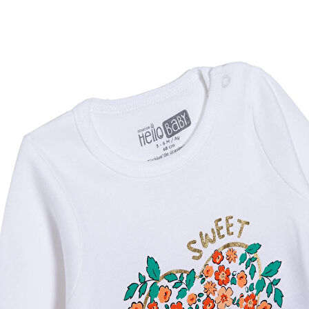 HelloBaby Kız Bebek Uzun Kol Body Ribana Çıtçıtlı Yaka
