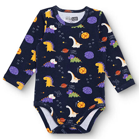 HelloBaby Erkek Bebek Uzun Kol Body Ribana Çıtçıtlı Yaka Uzun Kol