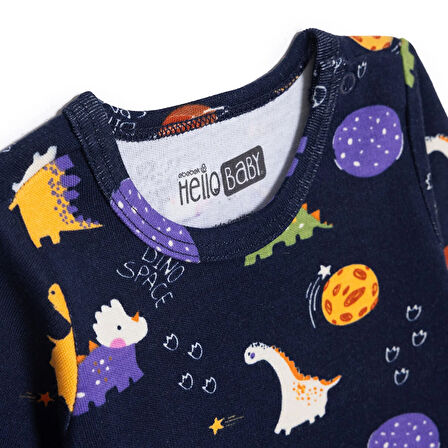 HelloBaby Erkek Bebek Uzun Kol Body Ribana Çıtçıtlı Yaka Uzun Kol