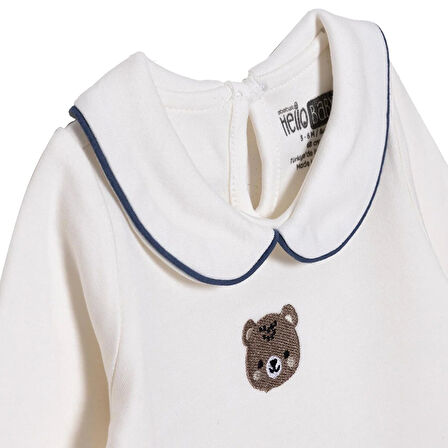 HelloBaby Erkek Bebek Uzun Kol Body İnterlok Bebe Yaka