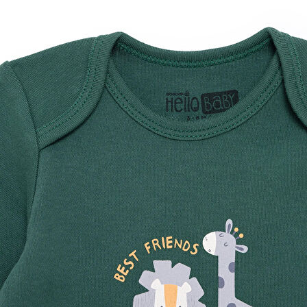 HelloBaby Erkek Bebek Uzun Kol Body İnterlok Zarf Yaka Uzun Kol