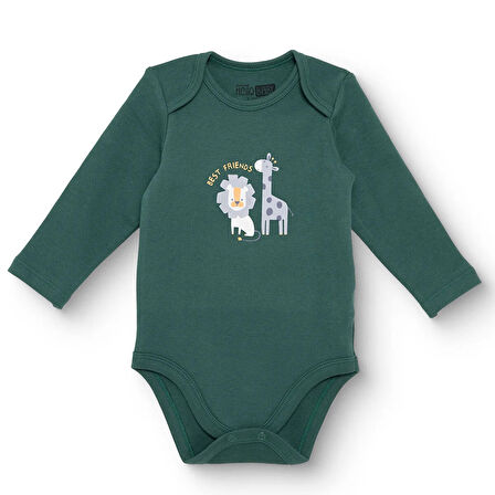 HelloBaby Erkek Bebek Uzun Kol Body İnterlok Zarf Yaka Uzun Kol