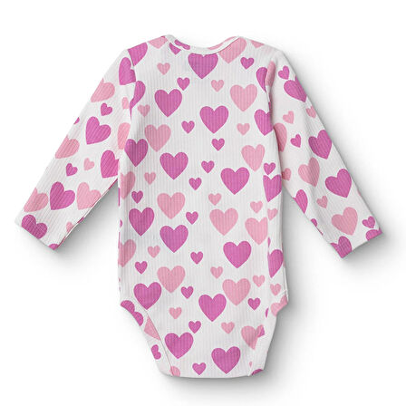HelloBaby Kız Bebek Uzun Kol Body Ribana Zarf Yaka Uzun Kol