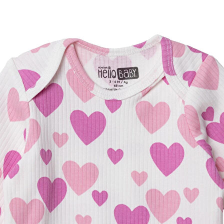 HelloBaby Kız Bebek Uzun Kol Body Ribana Zarf Yaka Uzun Kol