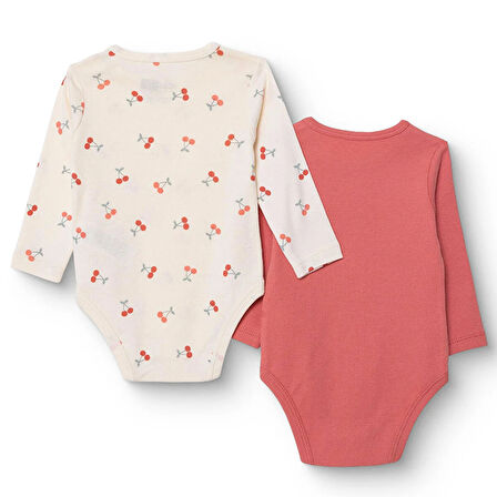 HelloBaby Kız Bebek 2li Uzun Kol Body Ribana Çıtçıtlı Yaka Uzun Kol