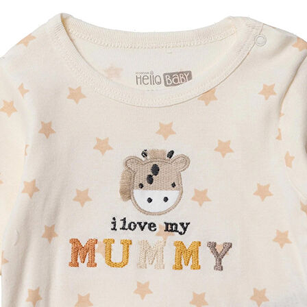 HelloBaby Unisex Uzun Kol Body Ribana Çıtçıtlı Yaka Uzun Kol