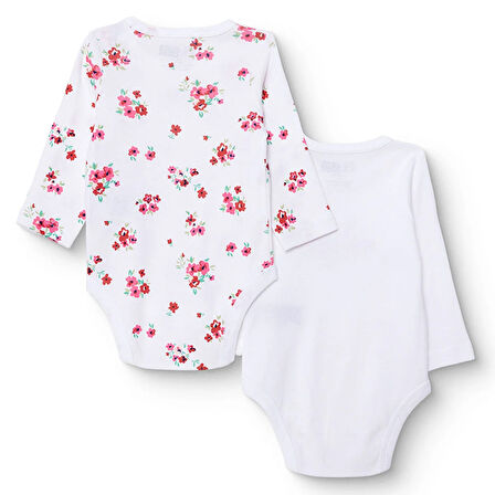 HelloBaby Kız Bebek 2li Uzun Kol Body Çıtçıtlı Yaka Uzun Kol Ribana Paça