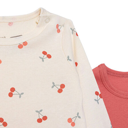 HelloBaby Kız Bebek 2li Uzun Kol Body Ribana Çıtçıtlı Yaka Uzun Kol