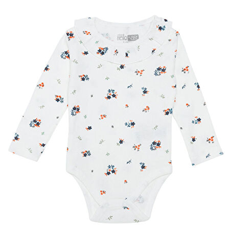 HelloBaby Kız Bebek Uzun Kol Body Ribana Çıtçıtlı Yaka Uzun Kol