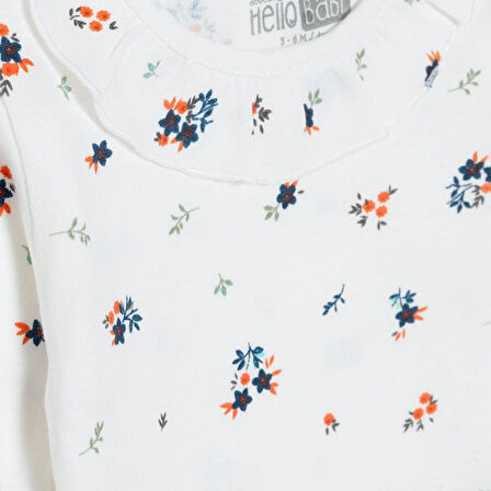 HelloBaby Kız Bebek Uzun Kol Body Ribana Çıtçıtlı Yaka Uzun Kol