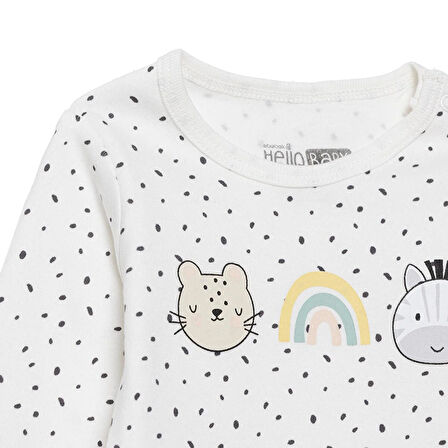 HelloBaby Kız Bebek Uzun Kol Body İnterlok Çıtçıtlı Yaka