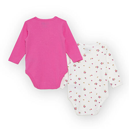 HelloBaby Kız Bebek 2li Uzun Kol Body Ribana Çıtçıtlı Yaka