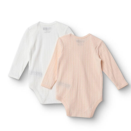 HelloBaby Kız Bebek 2li Uzun Kol Body Jakar Örme Zarf Yaka Uzun Kol