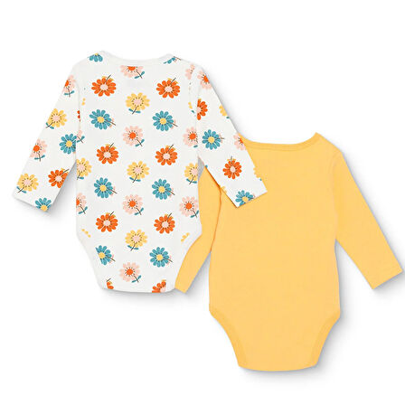 HelloBaby Kız Bebek 2li Uzun Kol Body İnterlok Çıtçıtlı Yaka Uzun Kol