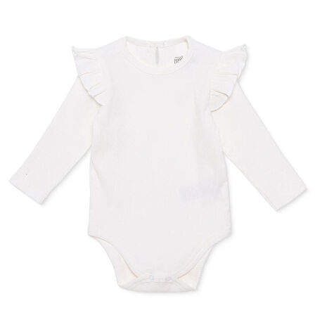 HelloBaby Kız Bebek Uzun Kol Body Fırfırlı Yaka Uzun Kol