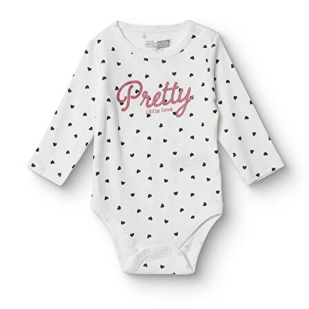 HelloBaby Kız Bebek Uzun Kol Body Ribana Zarf Yaka Uzun Kol