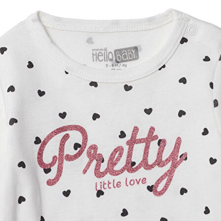 HelloBaby Kız Bebek Uzun Kol Body Ribana Zarf Yaka Uzun Kol