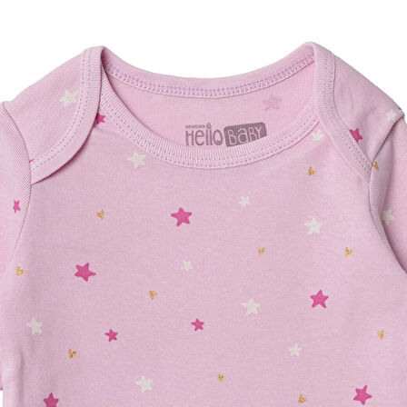 HelloBaby Kız Bebek Uzun Kol Body Ribana Zarf Yaka Uzun Kol