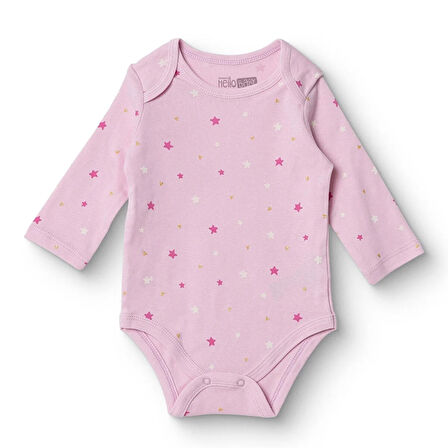 HelloBaby Kız Bebek Uzun Kol Body Ribana Zarf Yaka Uzun Kol