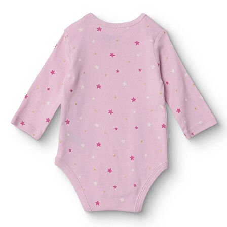 HelloBaby Kız Bebek Uzun Kol Body Ribana Zarf Yaka Uzun Kol