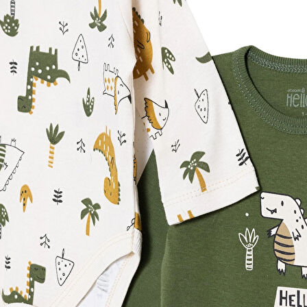 HelloBaby Erkek Bebek 2li Uzun Kol Body Çıtçıtlı Yaka Uzun Kol